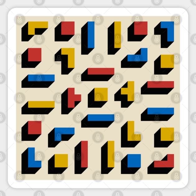 Tetris Blocks Bauhaus Sticker by Axiomfox